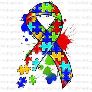Autism ribbon png sublimation design download, Autism awareness png, Autism life png, Awareness ribbon png, sublimate designs download