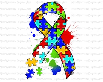 Autism ribbon png sublimation design download, Autism awareness png, Autism life png, Awareness ribbon png, sublimate designs download