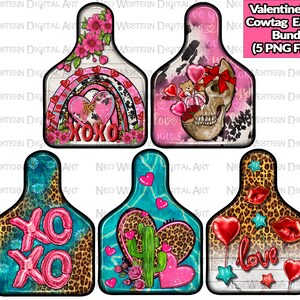 Valentine&#39;s Day Cowtag earrings png bundle sublimation design download, Valentine&#39;s Day png, western cowtag earrings png, sublimate download