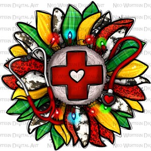 Christmas Nurse sunflower png sublimation design download, Christmas png, Nurse life png, Christmas Nurse png, sublimate designs download