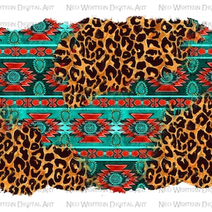 Leopard aztec background png sublimation design download, western background png, western aztec png, sublimate designs download