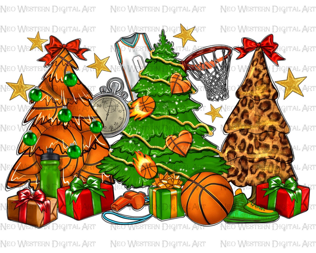 Basketball Christmas Tree Png Sublimation Design Download, Western