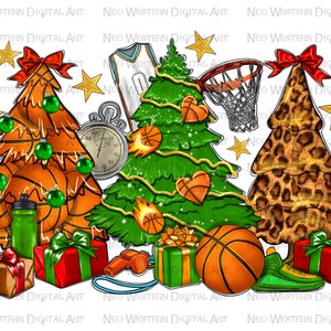 Basketball Christmas tree png sublimation design download, western Christmas png, Christmas Basketball png, sublimate designs download
