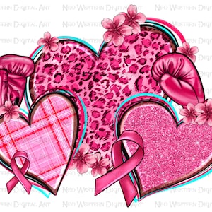Breast Cancer hearts png sublimation design download, Cancer Awareness png, Cancer ribbon png, western hearts png,sublimate designs download