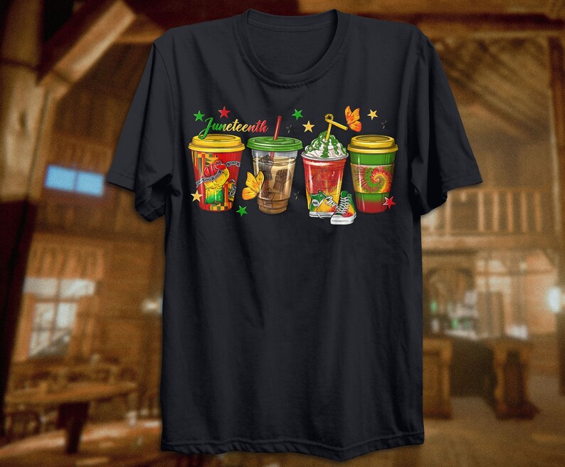 Juneteenth coffee drinks png sublimation design, Afro coffee cup png, Juneteenth 1865 png, black power png, sublimate designs download image 3