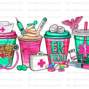 Emergency Room Tech coffee cups png sublimation design download, coffee cups png, ER Tech life png, coffee png, sublimate designs download