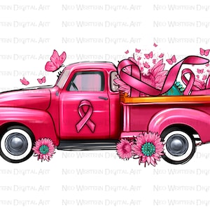 Cancer Awareness truck png sublimation design download, Breast Cancer png, Cancer Awareness png, pink truck png, sublimate designs download
