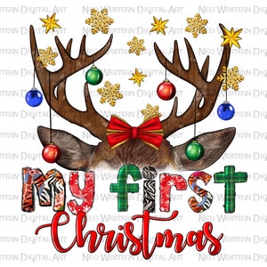 My first Christmas with reindeer png sublimation design download, Christmas png, Christmas reindeer png, my first png, sublimate download