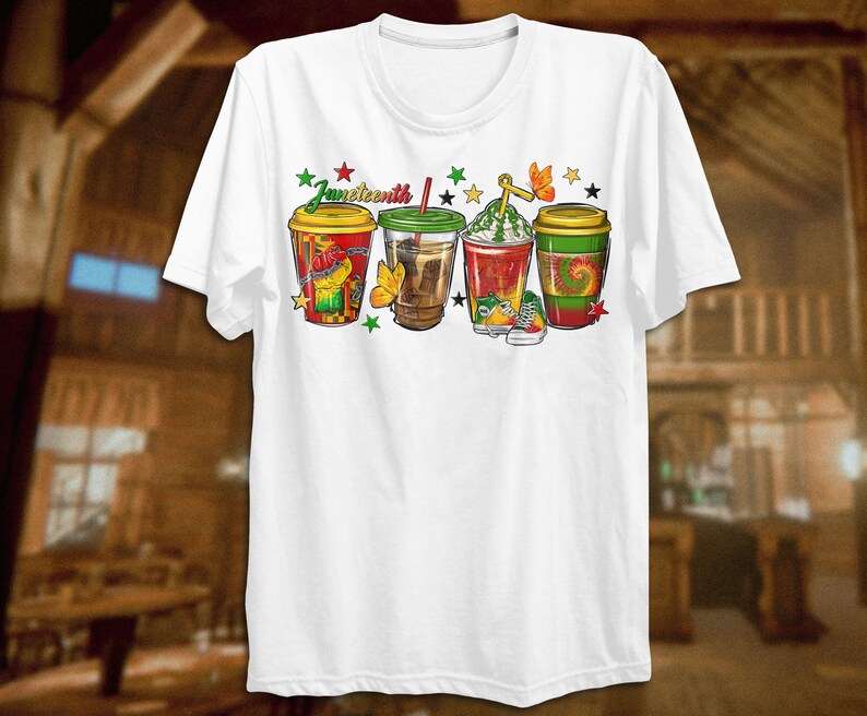 Juneteenth coffee drinks png sublimation design, Afro coffee cup png, Juneteenth 1865 png, black power png, sublimate designs download image 2