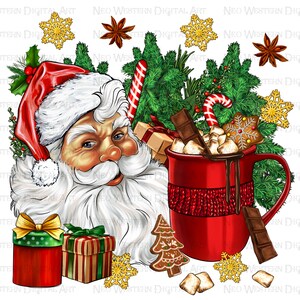 Christmas hot chocolate coffee cup with Santa png sublimation design download, Christmas png, hot chocolate png,Santa png,sublimate download