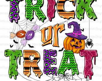 Trick or treat png sublimation design download, Happy Halloween png, spooky vibes png, spider web png, sublimate designs download