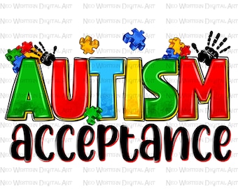 Aceptación del autismo png sublimación diseño descargar, conciencia del autismo png, piezas de rompecabezas del autismo png, autismo png, diseños sublimados descargar