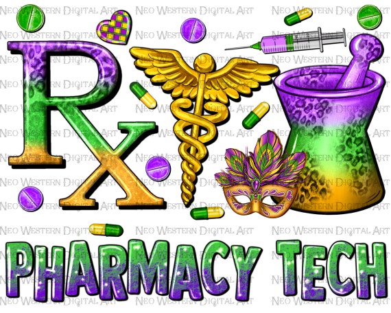 Pharmacy Tech with Mardi Gras png sublimation design download, Happy Mardi Gras png, Mardi Gras Pharmacy png, sublimate designs download