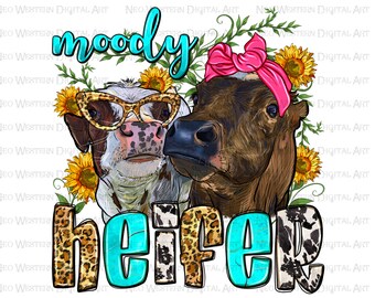 Moody Heifer png sublimate designs download, heifer cow png, hand drawn cow png, western cow png, sublimate designs download