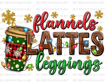 Flannels lattes leggings png sublimate designs download, Christmas png, Christmas coffee png, latte png, sublimate designs designs download