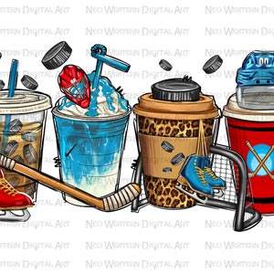 Hockey coffee drinks png sublimation design, Hockey coffee drinks png, leopard Hockey png, Hockey coffee cup png, sublimate designs download