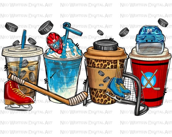 Hockey coffee drinks png sublimation design, Hockey coffee drinks png, leopard Hockey png, Hockey coffee cup png, sublimate designs download