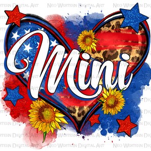 American mini heart png sublimation design download, 4th of July png, Independence Day png, western heart png, sublimate designs download