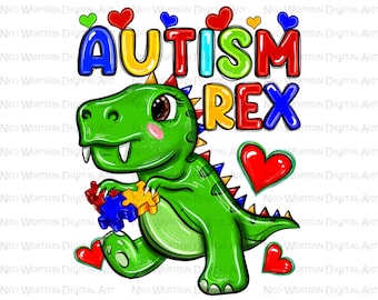 Autism Rex png sublimation design download, Autism awareness png, Autism dinosaur png, Autism png, sublimate designs download
