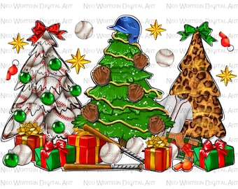 Baseball Christmas tree png sublimation design download, western Christmas png, Christmas Baseball png, sublimate designs download