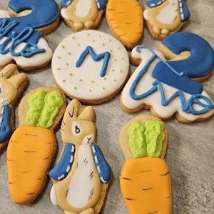 Biscuits personnalisés thème Pierre Lapin, lapins