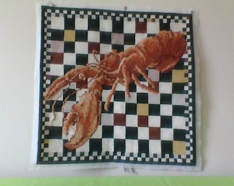 Almohada de punto de aguja con forma de langosta. Utilizo SÓLO lana a prueba de polillas. Solo la parte superior de la almohada.