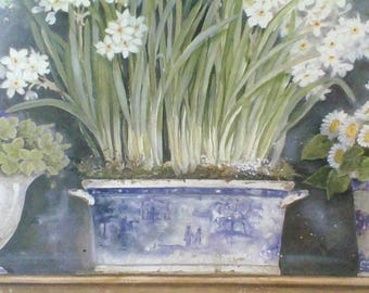 Kathryn White 花瓶と花の絵画 Vintage Kathryn White Painting Artist Signed - Etsy