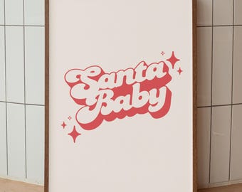 Santa Baby Print: Retro Weihnacht Typografie Kunst für Urlaub Dekor (Digitaler Download)