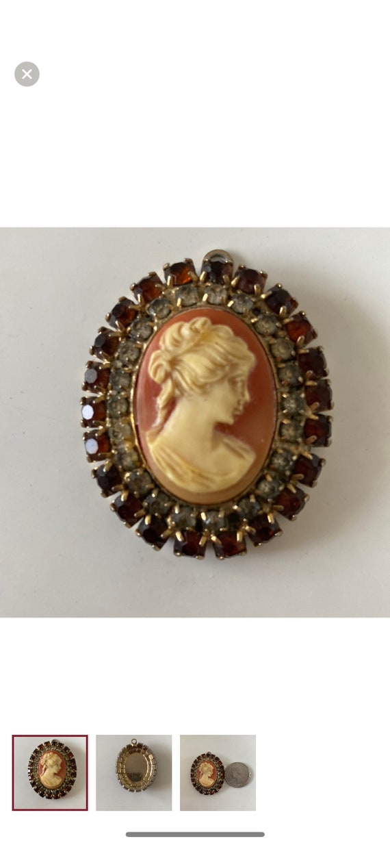 Vintage Bejeweled Cameo Necklace Pendant