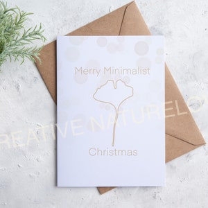 Cartão de Natal digital * Cartão de Natal natureza * Folha de Ginkgo * Cartões de Natal minimalistas * Download instantâneo * pdf e jpg * moderno