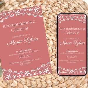 Cumpleaños Invitación Birthday Invitation in Spanish Tarjeta en Español Acompáñanos A Celebrar Invite Evite Fiesta Canva Template