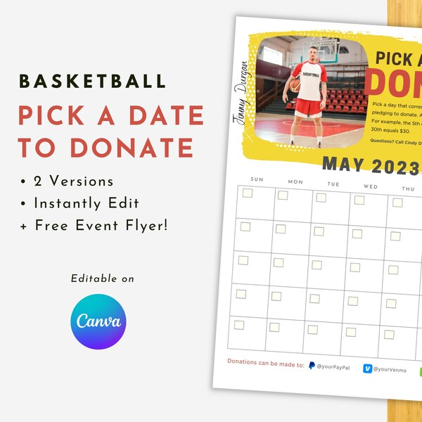 Pick a date calendar fundraiser etsy