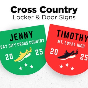 Editable Cross Country Locker Door Sign Track & Field Track Team spirit Locker decoration name tag Cross Country Printable Cutout School mom