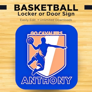 Editable Basketball Locker Printable Cutout door Sign Locker decoration travel Tournament Door Signs School Team Mom Decoration Baloncesto