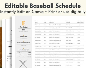 Modello modificabile di programma di baseball Scarica stampabile Modello stampabile di programma di softball personalizzabile Programma degli allenamenti di gioco Formazione della squadra