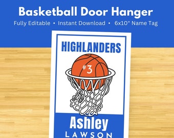 EDITABLE Basketball Locker and Hotel door sign decoration Team pride sign Cutout Sign Gameday Mom Canva Template