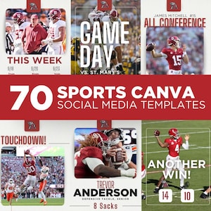 70 Editable Sports Social Media Template Bundle Graphics Professional Designs Team Canva Instagram Football Game Day Instagram Kit
