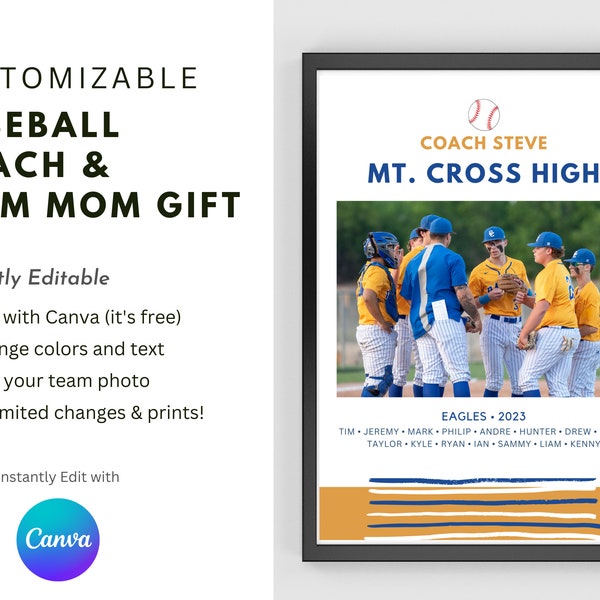 Editable Baseball Coach Gift End of Year Gift Coach Appreciation Gift Printable Quote Team Gift for Baseball Coach Team Mom Gift