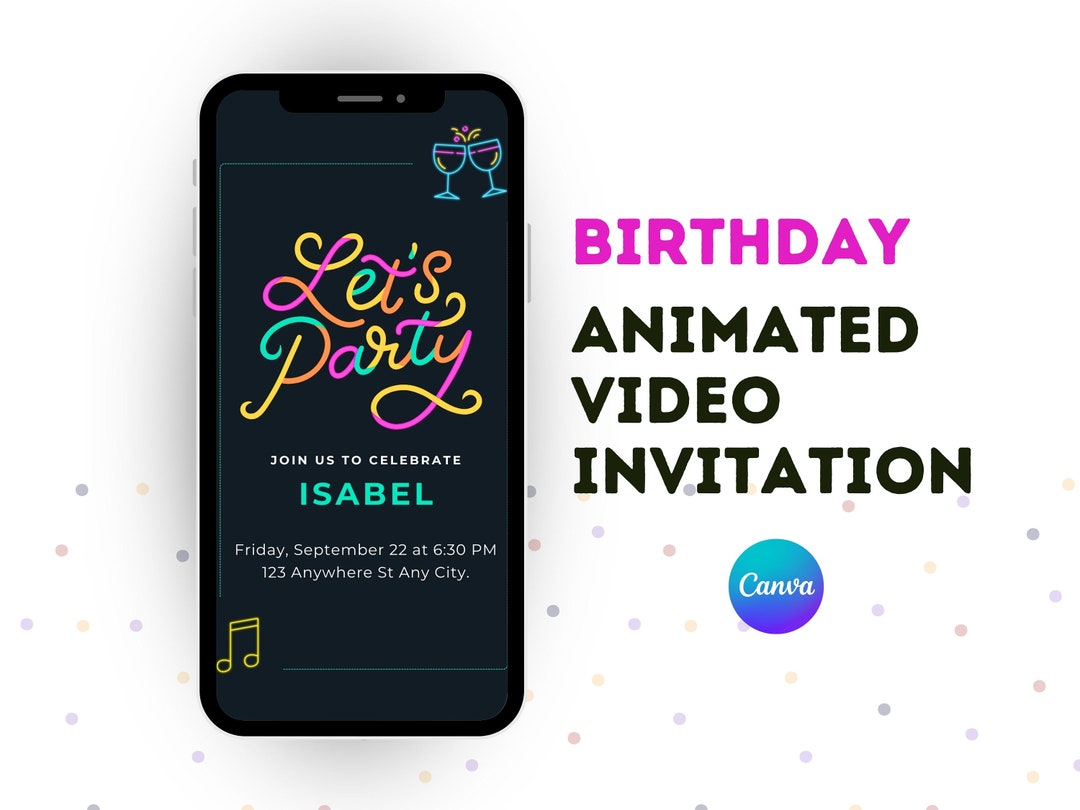 Animated Let's Party E-invite Electronic Invitation Video Template E ...