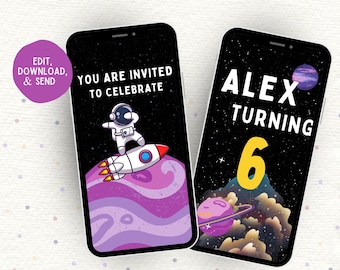 Animated Space Birthday Video Invitation Space Astronaut Invitation Birthday Astronaut Outer Space Birthday Video Invitation Party Evite