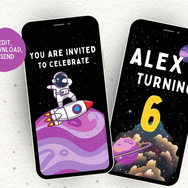 Animated Space Birthday Video Invitation Space Astronaut Invitation Birthday Astronaut Outer Space Birthday Video Invitation Party Evite