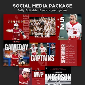 Sports Social Media Template Bundle 8 Editable Professional Designs Team Canva Template Instagram  Travel Ball Mom Game Day Instagram Kit