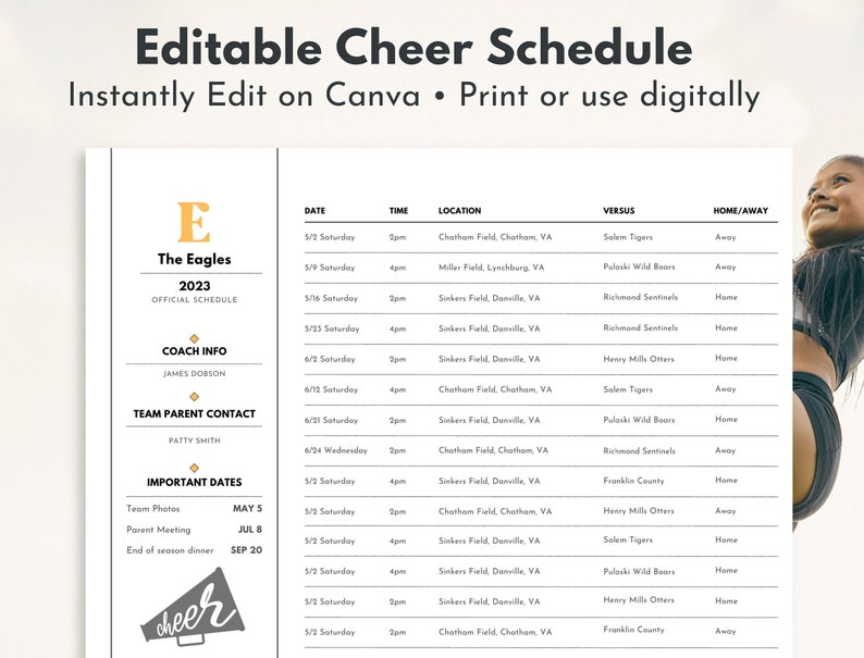 Cheer Season Schedule Coach Printable Download Cheerleading Practice