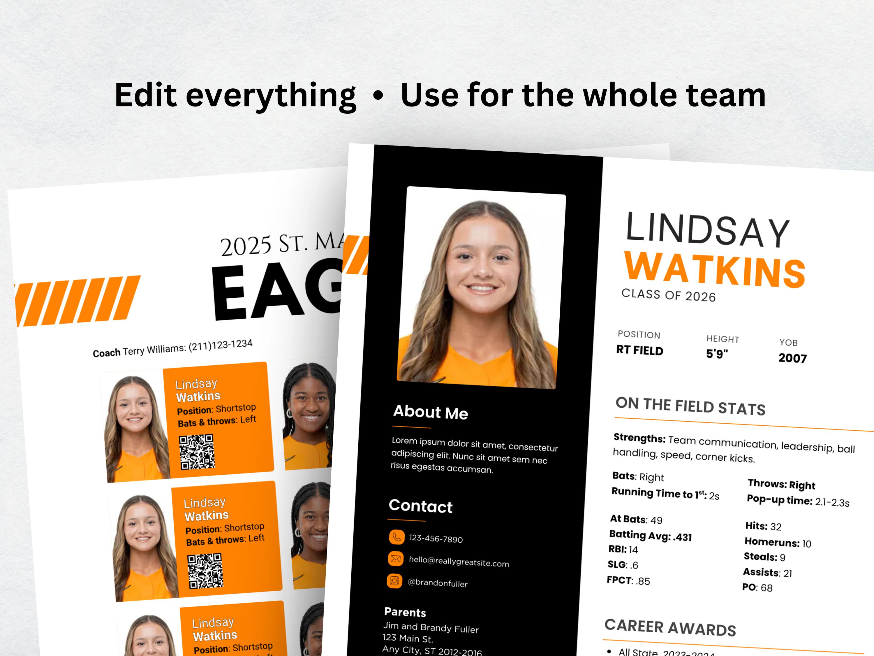 Team Sports Roster Customizable Canva Template Travel Team College ...