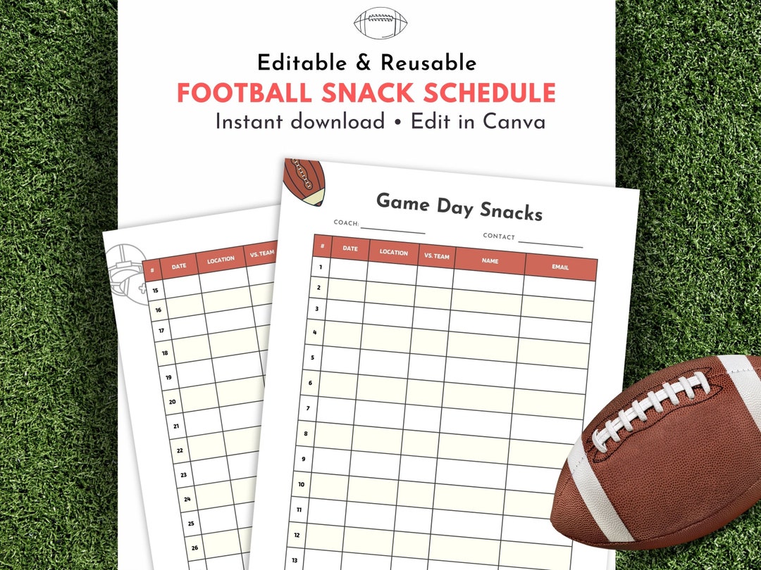 Editable Football Game Day Snack Schedule Template Instant Etsy Editable Football Game Day Snack Schedule Template Instant Etsy