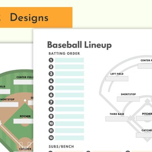 PRINTABLE Baseball Lineup and Baseball Field Position Sheet Baseball ...