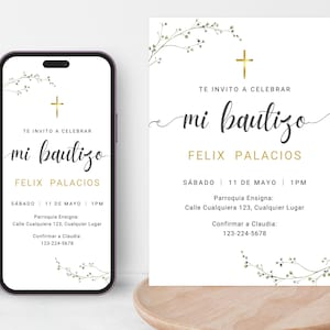 Spanish Bautizo, Invitacion De Bautizo Template Para Imprimir o Evite Editable Dedicación Invitación De Bautismo en Español E-vite Invitation