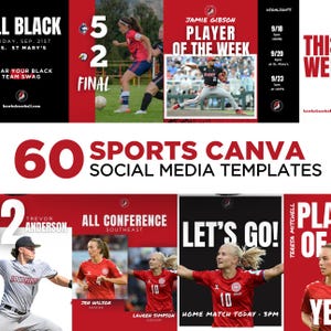 60 Sports Team Social Media Templates Bundle, Instagram Post Graphics, Baseball Football Soccer Softball Editable Canva Coach Templates