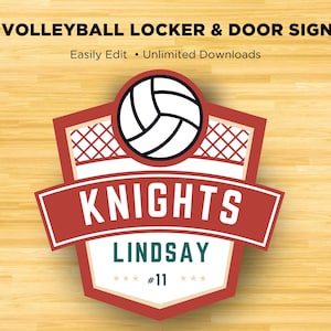 Editable Volleyball Hotel Door Sign Locker decoration name tag Volleyball team travel mom Printable Customize Canva Season Gift Name Custom