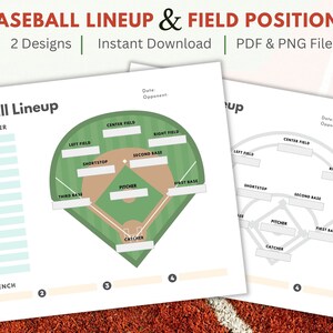 Composition imprimable de la composition de baseball et feuille de position sur le terrain, ordre des frappeurs à téléchargement immédiat pour l'entraîneur de baseball et l'équipe maman, papa de l'équipe le jour du match